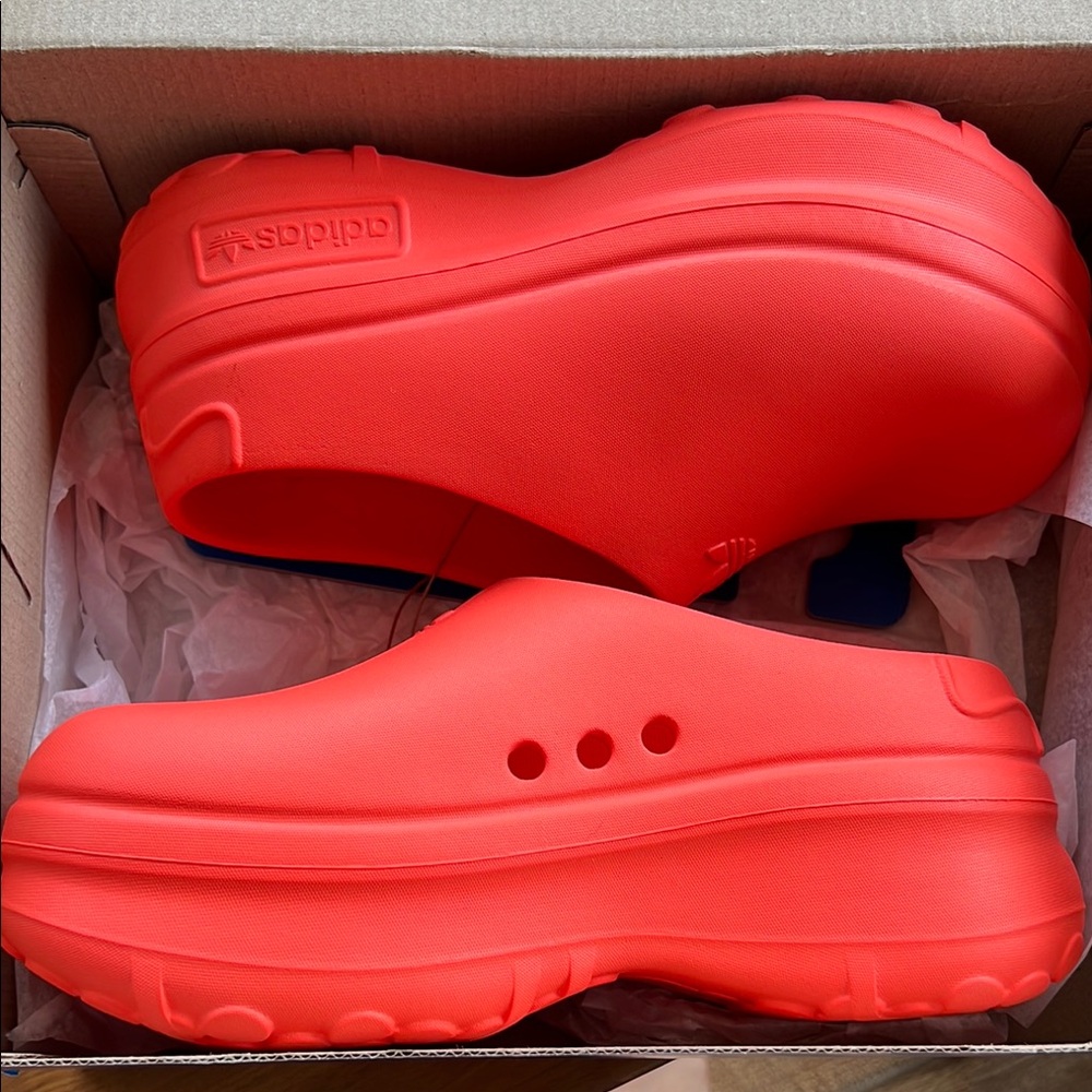 Adidas Bright Red clogs